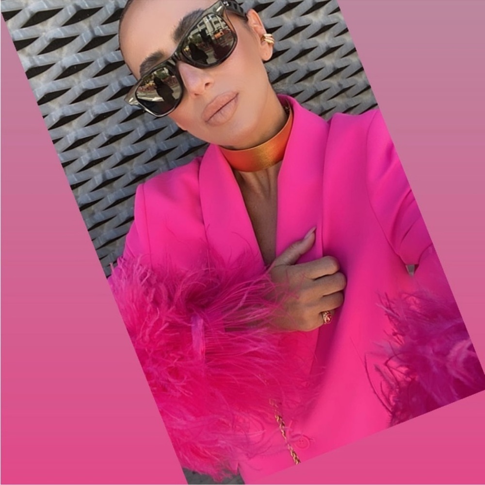 Bloggers Fav!!! NWT ZARA Straight Cut Feather Blazer - Picture 15 of 16